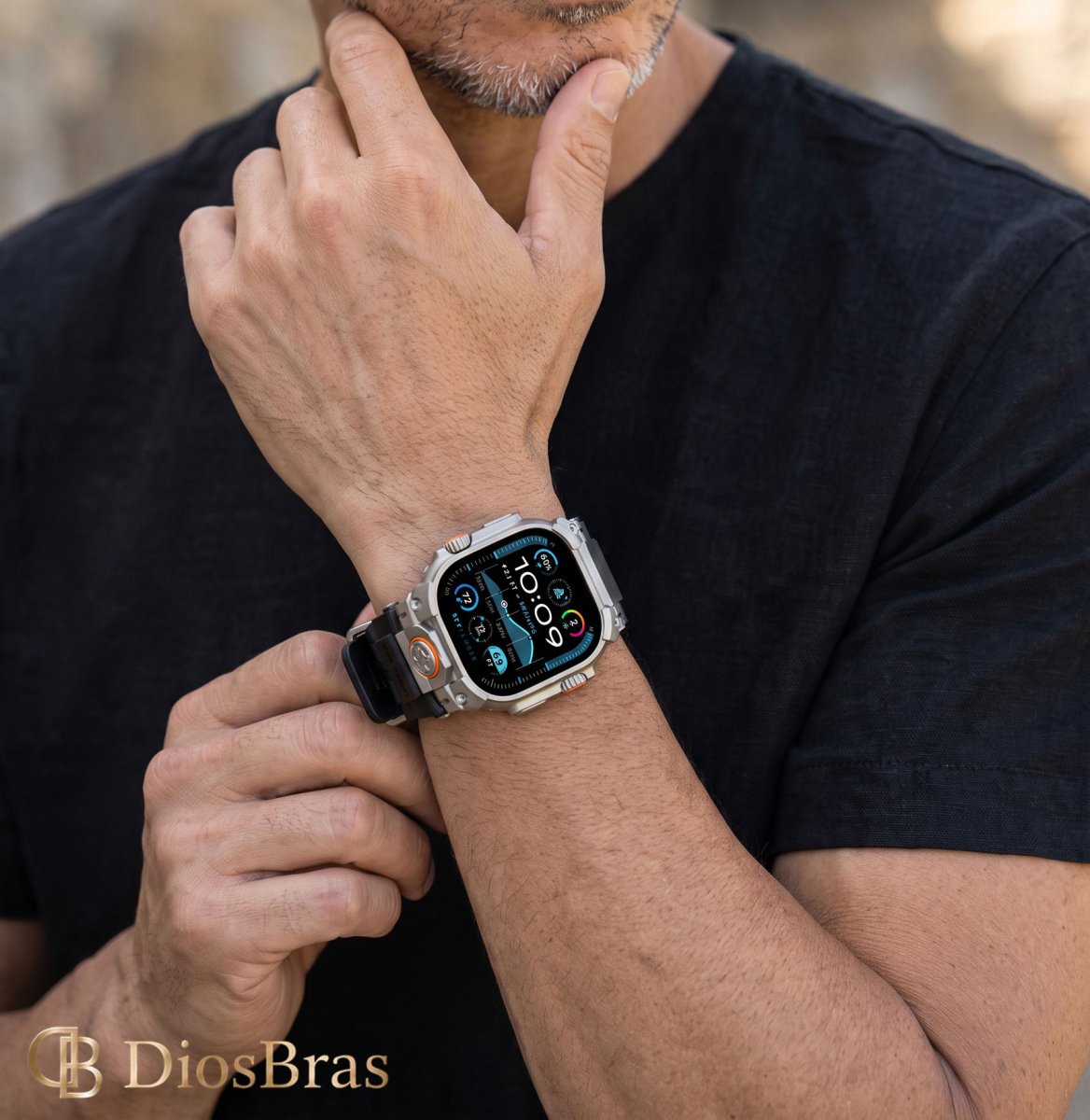 画像4: アップルウォッチ バンド  ベルト apple watch 49mm 44mm/45mm/46ｍｍ ULTRA ウルトラ バンド ベルト ラバーバンド 高級  RUBBER おしゃれ バタフライバックル ブラックチタニウム メンズ  スポーツ　シリコン   6 /7/8/9/10/11/12/ULTRA/1/2/3/4/SE (4)