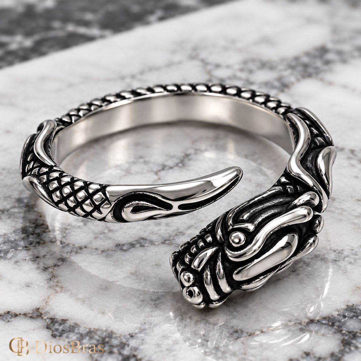 画像5: ドラゴン 龍 龍  ステンレス  リング  ステンレス  リング  シルバー 金属アレルギー対応 光沢 リング アクセサリー メンズ レディース (5)