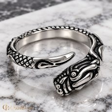 画像5: ドラゴン 龍 龍  ステンレス  リング  ステンレス  リング  シルバー 金属アレルギー対応 光沢 リング アクセサリー メンズ レディース (5)