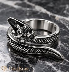 画像4: ステンレス スネーク 蛇 リング シルバー 金属アレルギー対応 光沢 アクセサリー メンズ レディース (4)