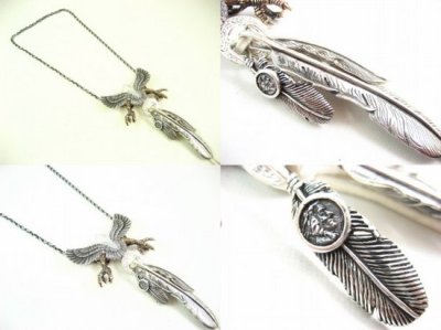 画像1: 【diosbras-ディオブラス-】イーグル&フェザーコンビネーションネックレス