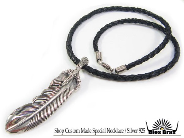 画像4: 【diosbras-ディオブラス-】フェザー&クロウ爪レザーチョーカーネックレス シルバー925 (4)