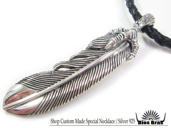 画像3: 【diosbras-ディオブラス-】フェザー&クロウ爪レザーチョーカーネックレス シルバー925 (3)