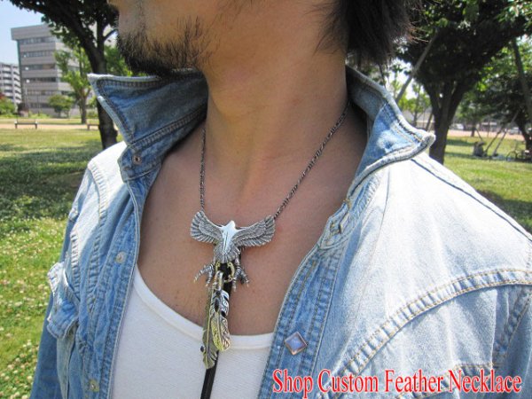 画像2: 【diosbras-ディオブラス-】フェザー&オニキス&ブラックスターフェザー イーグル クロウ 爪 鷲 コンビネーションネックレスシルバー925チェーン (2)