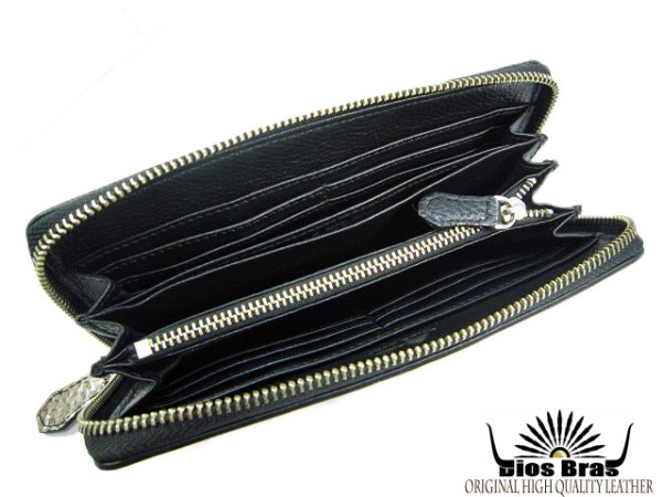 画像5: 【diosbras-ディオブラス-】本革 ダイヤモンドパイソン 蛇革  ウォレット ファスナー ラウンド ジッパーZIPPER 財布 レザーウォレット 鮫 ロングウォレット ウォレット バイカー  長財布 シンプルスタイル 長財布 内側本牛革 wallet サイフ (5)