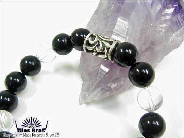 画像3: 【diosbras-ディオブラス-】【全国送料無料】オニキス×水晶×ブレスレット 数珠 アラベスク唐草トライバル×スカル シルバー925 10mm玉 【パワーストーン】【お数珠】【念珠】【天然石ブレス】【【風水グッズ 】【開運アイテム】【お守り】 (3)