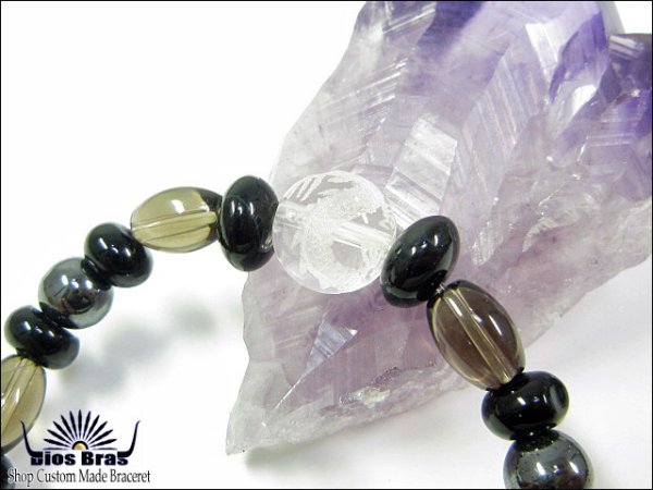 画像2: 【diosbras-ディオブラス-】【全国送料無料】【オニキス】×【水晶】×煙水晶【スモーキークオーツ】【ヘマタイト】ブレスレット 数珠 竜 カットオニキス 【パワーストーン】【お数珠】【念珠】【天然石ブレス】【【風水グッズ 】【開運アイテム】【お守り】 (2)