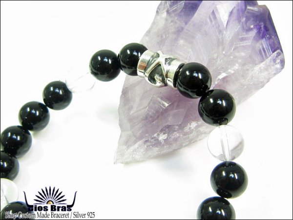 画像3: 【diosbras-ディオブラス-】【全国送料無料】オニキス×水晶×ブレスレット 数珠 アラベスク唐草トライバル×スカル シルバー925 10mm玉【パワーストーン】【お数珠】【念珠】【天然石ブレス】【【風水グッズ 】【開運アイテム】【お守り】 (3)