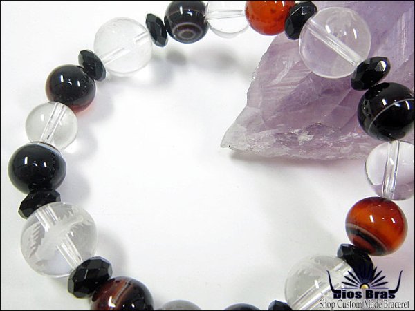 画像2: 【diosbras-ディオブラス-】【全国送料無料】4朱雀彫刻 カービング水晶【オニキス】【タイガーアイ】【虎目石】【水晶】ブレスレット 数珠 【パワーストーン】【お数珠】【念珠】【天然石ブレス】【【風水グッズ 】【開運アイテム】【お守り】 (2)