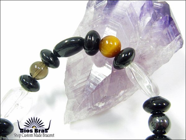 画像2: 【diosbras-ディオブラス-】【全国送料無料】【タイガーアイ】【ホークアイ】【オニキス】×【水晶】【スモーキークオーツ【煙水晶】【ヘマタイト】 原石カット ブレスレット 数珠 オニキス 【パワーストーン】【念珠】【天然石ブレス】【【風水グッズ 】【開運アイテム】【お守り】 (2)
