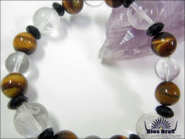 画像2: 【diosbras-ディオブラス-】【全国送料無料】4虎彫刻　タイガーカービング水晶【オニキス】【タイガーアイ】【虎目石】【水晶】ブレスレット　数珠　【パワーストーン】【お数珠】【念珠】【天然石ブレス】【【風水グッズ 】【開運アイテム】【お守り】 (2)