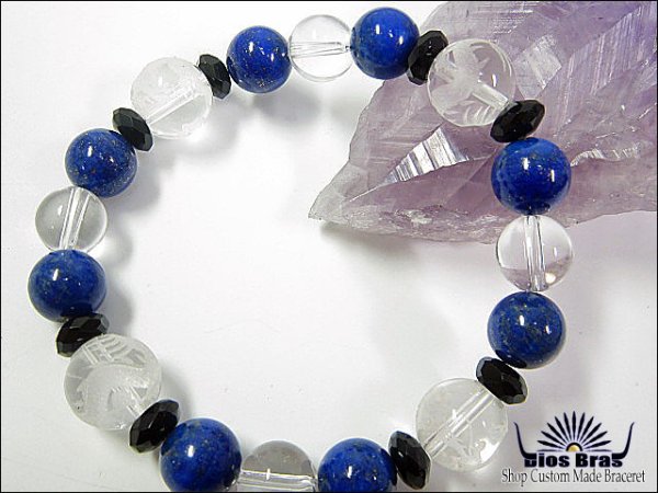 画像2: 【diosbras-ディオブラス-】【全国送料無料】4龍彫刻 ドラゴンカービング ラピスラズリ×オニキス×【水晶】ブレスレット 数珠 スカル シルバー925 10mm玉 【パワーストーン】【お数珠】【念珠】【天然石ブレス】【【風水グッズ 】【開運アイテム】【お守り】 (2)