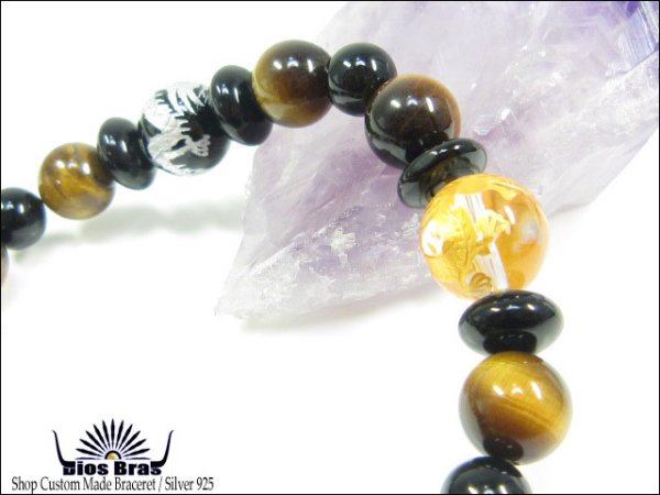 画像3: 【diosbras-ディオブラス-】【全国送料無料】4龍彫刻ドラゴンカービング【オニキス】×【水晶】×【タイガーアイ】【虎目石】ブレスレット 数珠 竜 シルバー925 10mm玉 【パワーストーン】【お数珠】【念珠】【天然石ブレス】【【風水グッズ 】【開運アイテム】【お守り】 (3)