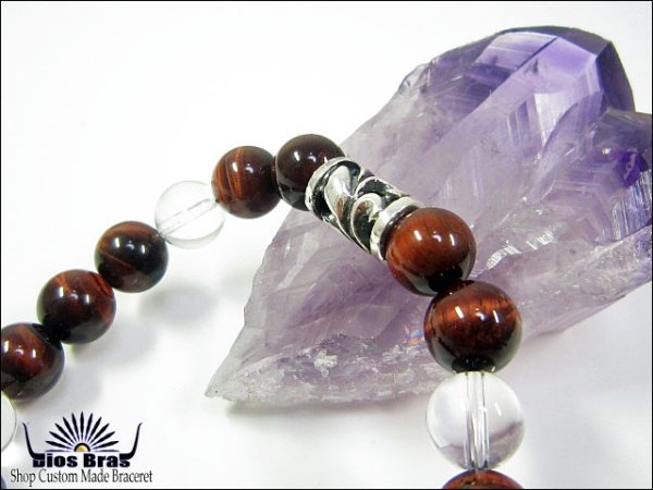 画像2: 【diosbras-ディオブラス】【全国送料無料】レッドタイガーアイ【赤虎目】×水晶×ブレスレット 数珠 アラベスク唐草トライバル シルバー925 10mm玉 【パワーストーン】【お数珠】【念珠】【天然石ブレス】【【風水グッズ 】【開運アイテム】【お守り】 (2)