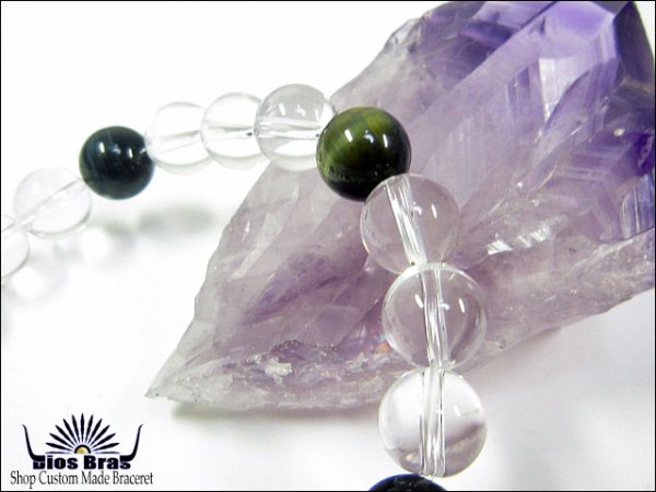 画像2: 【diosbras-ディオブラス-】【全国送料無料】ブルータイガーアイ【ホークアイ】×水晶×ブレスレット 数珠 10mm玉 【パワーストーン】【お数珠】【念珠】【天然石ブレス】【【風水グッズ 】【開運アイテム】【お守り】 (2)