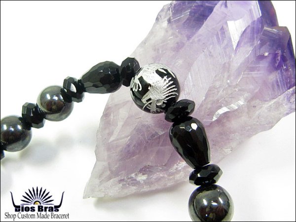 画像2: 【diosbras-ディオブラス】【全国送料無料】龍彫刻ドラゴンカービング【オニキス】×【ヘマタイト】ブレスレット 数珠 竜 カットオニキス 【パワーストーン】【お数珠】【念珠】【天然石ブレス】【【風水グッズ 】【開運アイテム】【お守り】 (2)