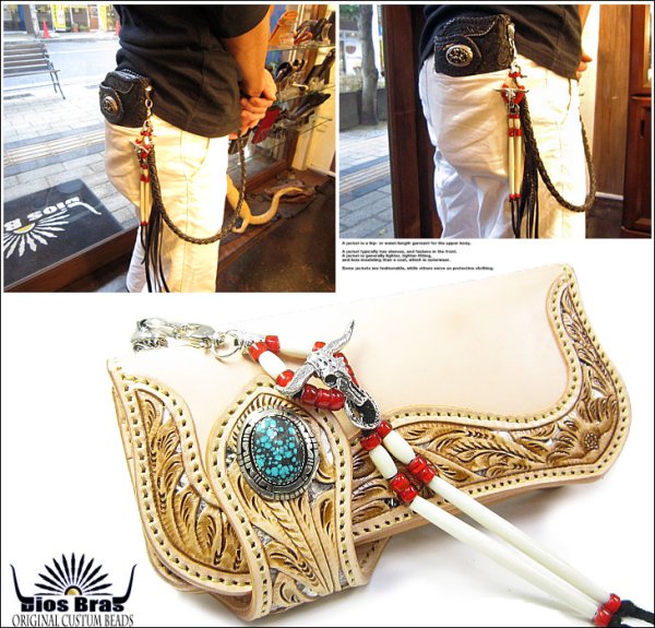 画像3: 【diosbras-ディオブラス-】ハンドメイド制作　ビーズストラップ　携帯ストラップ　ジョイントパーツ　バッファロースカル フェザー　シルバー９２５　　ターコイズ　オニキス　アラベスク　カスタムビーズ 取り外し可能 (3)