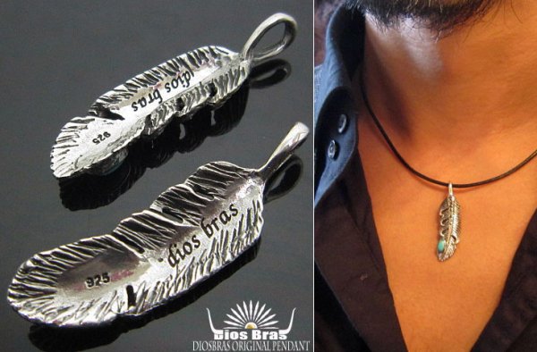 画像3: 【全国送料無料】【diosbras-ディオブラス】フェザー/羽/ターコイズ/オニキス シルバー925 チェーン メディスンホイール フェザーネックレス (3)