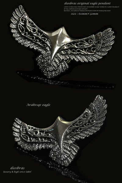 画像2: 【全国送料無料】【diosbras-ディオブラス】イーグル フェザー/羽/ターコイズ/オニキス シルバー925 イーグルフェザーネックレス (2)