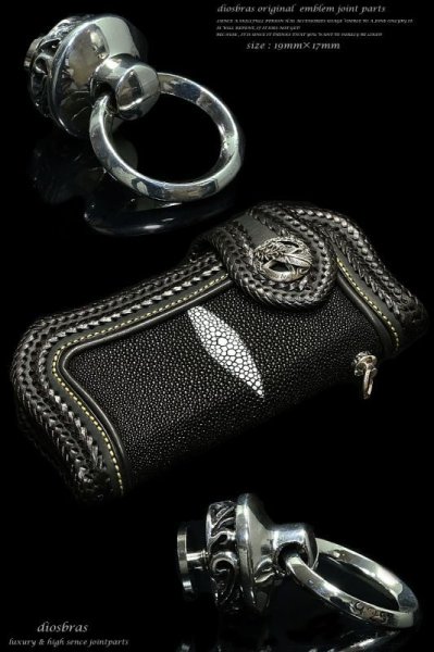 画像2: ジョイントパーツ ウォレット接続パーツ コンチョ  透かし彫り アラベスク  唐草 ドロップハンドル シルバー925 【J3】 (ネジ式)レザー ロング ウォレット 財布 メンズ レディース【diosbras-ディオブラス-】【メール便送料無料!!】 (2)