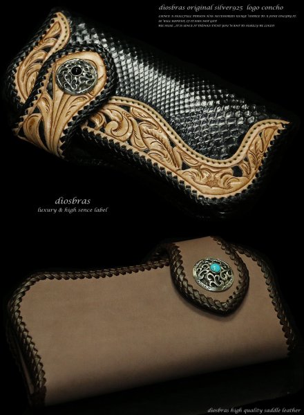 画像3: コンチョ アラベスクコンチョシルバー925 ターコイズ オニキス 【L】 コンチョ 財布 ウォレット メンズ カスタムパーツ(ネジ式)【diosbras-ディオブラス-】【メール便送料無料!!】【品番K】【L】 (3)