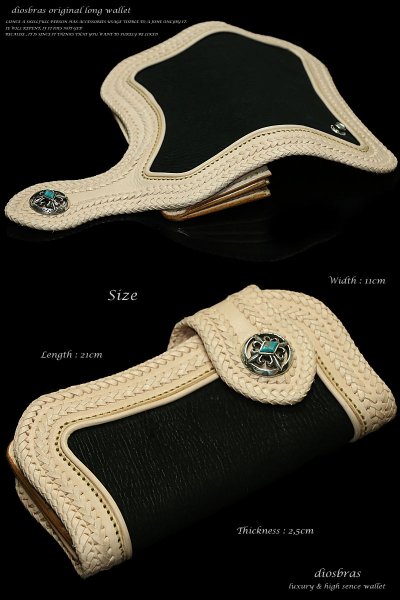 画像3: 【大特価!!】【全国送料無料】【diosbras-ディオブラス-】本革サドルレザーバイカーズウォレット 財布 レザーウォレット ロングウォレット シャークスキン サメ革 鮫革 クロス メッシュ バイカー ヌメ革 長財布 /牛革財布シルバー925コンチョ/長財布【SK】 (3)