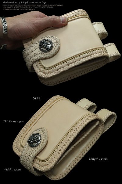 画像3: 【diosbras-ディオブラス-】メディスンバッグ 本革サドルレザー パイピング  クロスステッチ クロスメッシュ 【タン-ナチュラル-】 メディスンバック バイカーズ /牛革ウェストバック シルバー925コンチョ/サイドバック【SA】 (3)