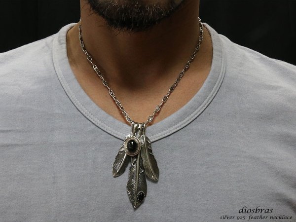 画像3: 【diosbras-ディオブラス】フェザー ネックレス メンズ ネイティブ フェザー&コンビネーションネックレスシルバー925チェーン イーグル メディスンホイール (3)