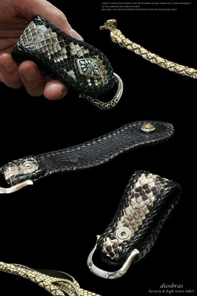 画像2: 【diosbras-ディオブラス-】パイソン革ベルトループ&パイソン革4本編みウォレットロープセット/インディアンコンチョ ダイヤモンドパイソン 【PY】 (2)