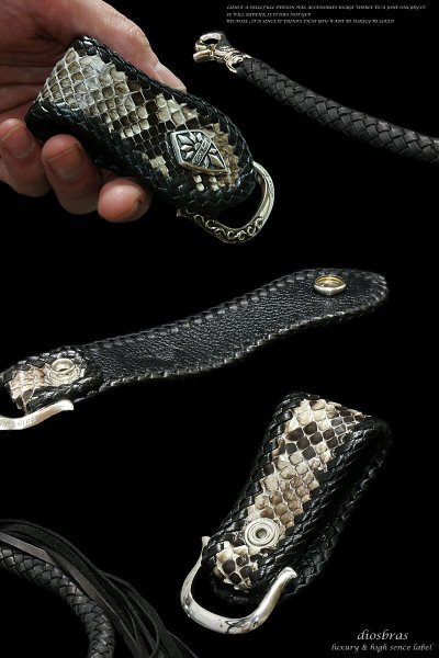画像2: 【diosbras-ディオブラス-】パイソンベルトループ&8本編みウォレットロープセット/オニキスコンチョ ダイヤモンドパイソン 【PY】 (2)