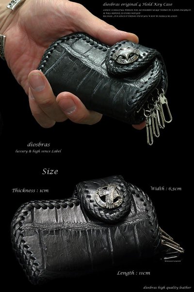 画像3: 【diosbras-ディオブラス-】本革 クロコダイル【カイマン種】 鰐革 ワニ革 キー&コインケース/4連キーケース/コインケース牛革 バイカーズアイテム【PA】 (3)