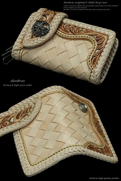 画像4: 【diosbras-ディオブラス-】6連キーケース 本革サドルレザー透かし彫りカービングINパイソン 格子 蛇革キーケース/牛革 バイカーズアイテム バイカー 【CPA】 【PY】 (4)