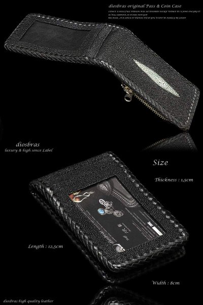 画像3: 【diosbras-ディオブラス】本革 スティングレイ(エイ革)スティングレイパスケース 定期入れ コインケース カードケースor名刺入れ /牛革 スティングレー【EI】 (3)