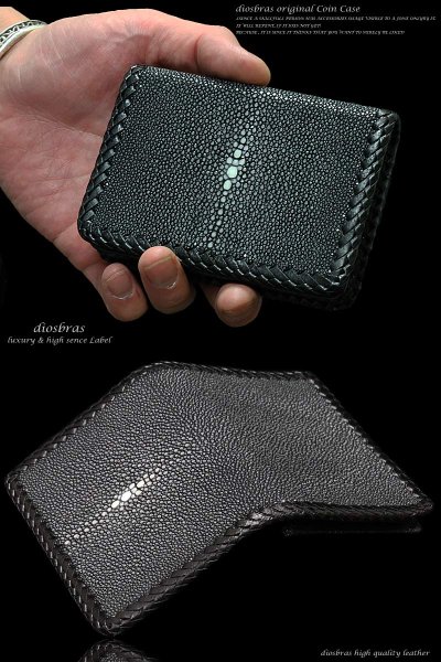 画像2: 【diosbras-ディオブラス】本革 カットスティングレイ(エイ革)【カードケース】【名刺入れ 】牛革 スティングレー【CE】 (2)