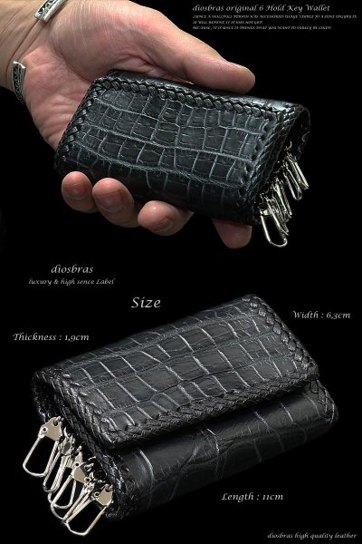 画像3: 【diosbras-ディオブラス-】クロコダイル 鰐革 ワニ革【カイマン種】 ベリー お腹 使用 本革キーケース/牛革/wallet/サイフ/三つ折り財布 財布 レザーウォレット ウォレット バイカー ハーフウォレット ヌメ革 折財布【CL】 (3)