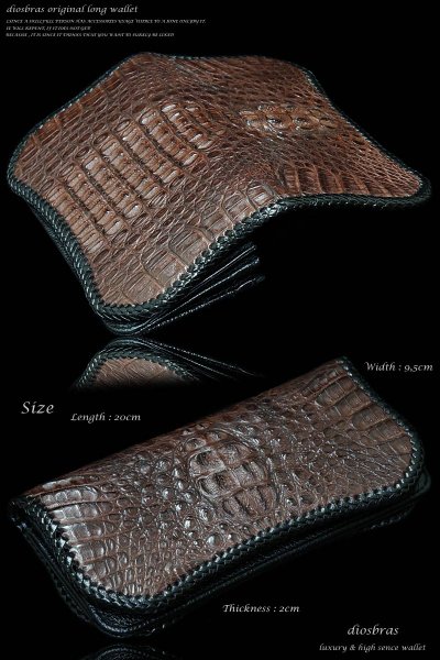 画像2: 【diosbras-ディオブラス-】本革 クロコダイルヘッド使用バイカーズウォレット 財布 レザーウォレット ロングウォレット ウォレット バイカー ヌメ革 長財布 /牛革財布シルバー925コンチョ/長財布鰐ワニwallet【CL】 (2)