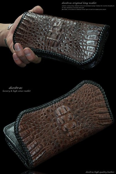 画像4: 【diosbras-ディオブラス-】本革 クロコダイルヘッド使用バイカーズウォレット 財布 レザーウォレット ロングウォレット ウォレット バイカー ヌメ革 長財布 /牛革財布シルバー925コンチョ/長財布鰐ワニwallet【CL】 (4)
