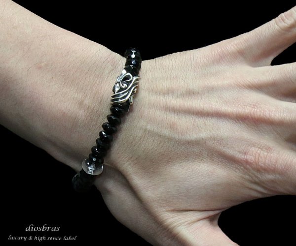 画像3: 【diosbras-ディオブラス-】 アラベスク スカル ブレスレット ビーズ オニキス 水晶【SA】  【シルバービーズ大】 (3)