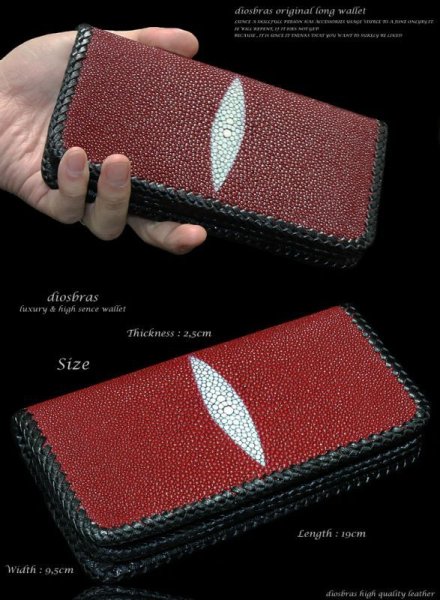 画像5: 【diosbras-ディオブラス-】本革レッドスティングレーエイ革赤 バイカーズウォレット 財布 レザーウォレット ロングウォレット ウォレット バイカー ヌメ革 長財布 長財布/牛革財布 シルバー925コンチョ/wallet/サイフ (5)