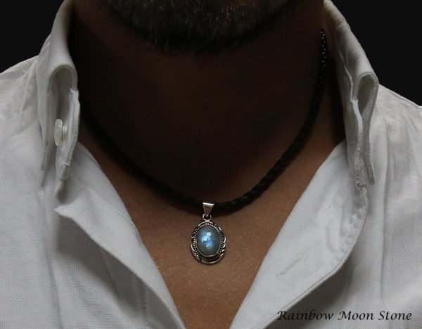 画像3: 【diosbras-ディオブラス】【送料無料】ムーンストーン ブルームーンストーン ペンダント ネックレス シルバー925 ナバホ オーバル 楕円 レインボー (3)