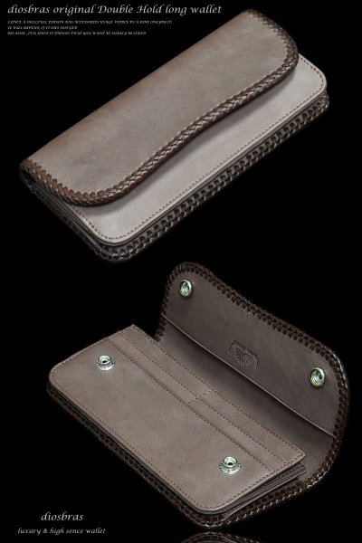 画像5: 【diosbras-ディオブラス-】本革サドルレザーバイカーズウォレット　 財布　レザーウォレット　ロングウォレット　ウォレット　バイカー　ヌメ革　長財布　/牛革財布シルバー９２５コンチョ/長財布 ダブルホールドコンチョ【SA】【ブラウン・茶】 (5)