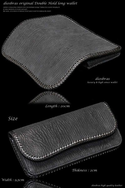 画像4: 【diosbras-ディオブラス-】本革　サメ革　シャークスキン　鮫革　バイカーズウォレット　 財布　レザーウォレット　ロングウォレット　ウォレット　バイカー　長財布　牛革 シルバー９２５コンチョ 長財布【SS】【ブラック・黒】 (4)