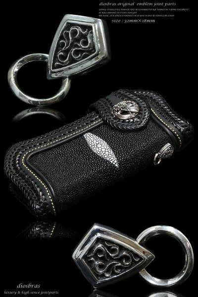 画像3: エンブレム アラベスク ジョイントパーツ コンチョ  ウォレット接続パーツ 透かし彫り アラベスク  唐草 ドロップハンドル シルバー925 【J6】 (ネジ式)レザー ロング ウォレット 財布 メンズ レディース【diosbras-ディオブラス-】【メール便送料無料!!】 (3)