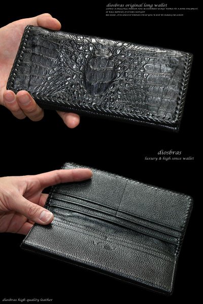 画像3: 【diosbras-ディオブラス-】本革 クロコダイルヘッド使用バイカーズウォレット 財布 レザーウォレット ロングウォレット ウォレット バイカー ヌメ革 長財布 /牛革財布シルバー925コンチョ/長財布鰐ワニwallet【CL】 (3)