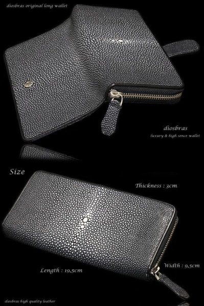 画像6: 【diosbras-ディオブラス-】本革 カットスティングレイ革 エイ革 スティングレー ウォレット サメ  ファスナー ラウンド ジッパーZIPPER 大容量 財布 レザーウォレット 鮫 ロングウォレット ウォレット バイカー ヌメ革  長財布 シンプル 長財布 本牛革 wallet【CE】 (6)