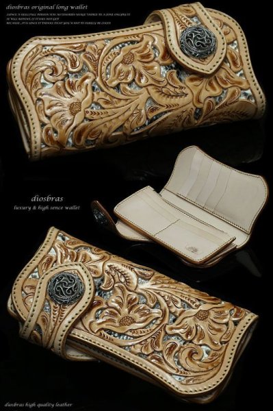 画像6: 【diosbras-ディオブラス】透かし彫りカービングINパイソン レザーウォレット ナチュラルペインティング バイカーウォレット コンチョ 本革サドルレザー 財布 シルバー925【CPA】 (6)