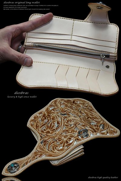 画像5: 【diosbras-ディオブラス】透かし彫りカービングINパイソン レザーウォレット ナチュラルペインティング バイカーウォレット コンチョ 本革サドルレザー 財布 シルバー925【CPA】 (5)