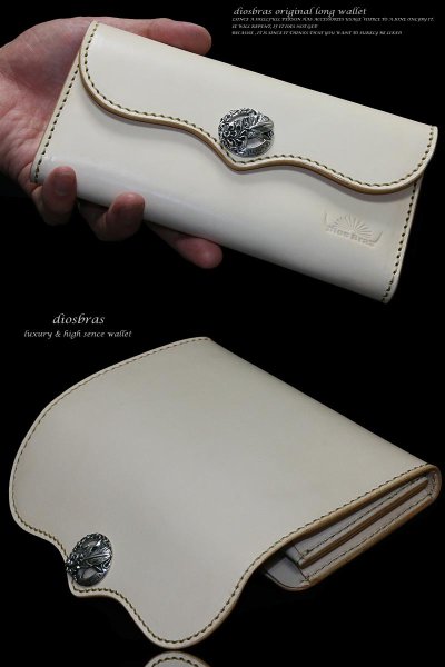 画像2: 【diosbras-ディオブラス-】本革サドルレザーバッファローデザインバイカーウォレット コンチョ 本革ナチュラルサドルレザー 財布 シルバー925【SA】 (2)