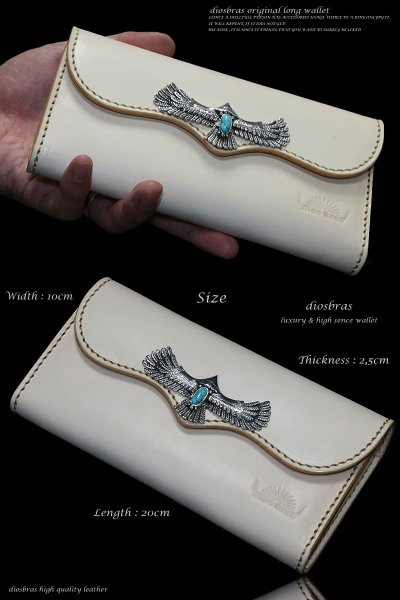 画像4: 【diosbras-ディオブラス-】本革サドルレザーバッファローデザインバイカーウォレット コンチョ 本革ナチュラルサドルレザー 財布 シルバー925【SA】 (4)
