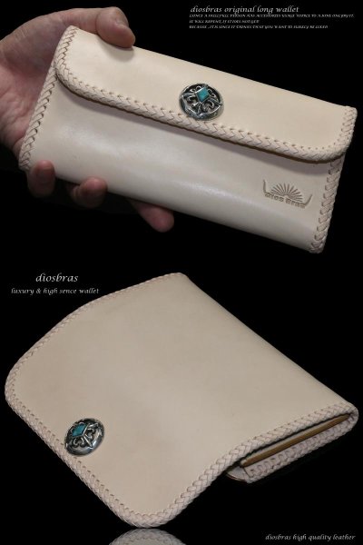 画像3: 【diosbras-ディオブラス-】本革サドルレザーシンプルデザイン大容量バイカーウォレット コンチョ 本革ナチュラルサドルレザー 財布 シルバー925【SA】 (3)
